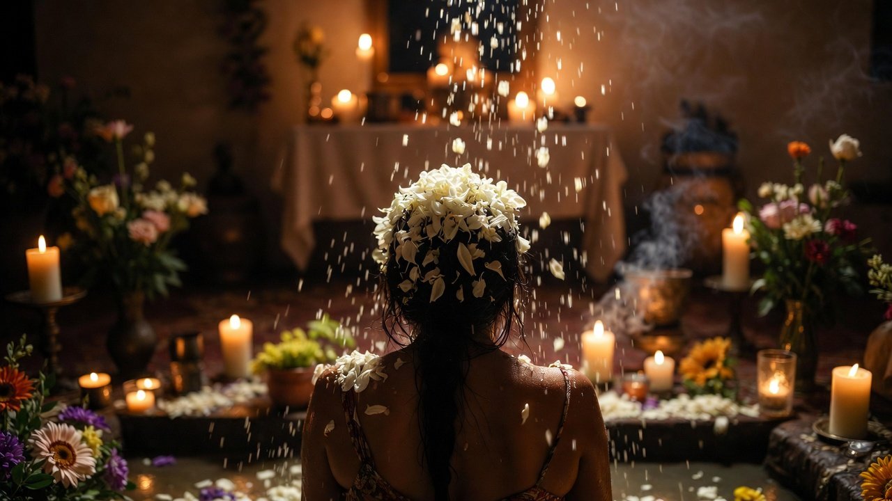 Ritual de baño de florecimiento en año nuevo andino