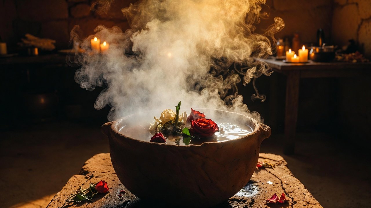 Pétalos de girasol y rosas flotando en agua para baño de florecimiento