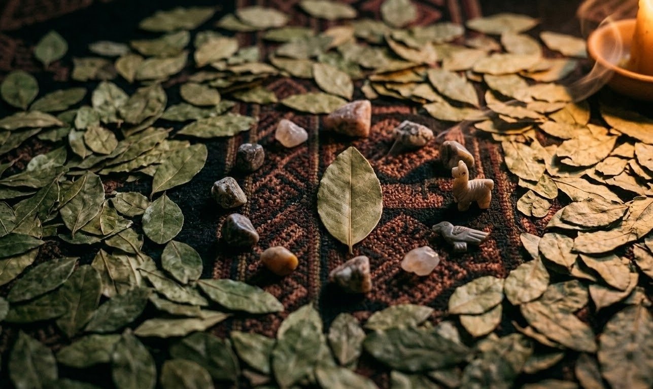 Selección de hoja de coca que representa a la persona en la lectura andina