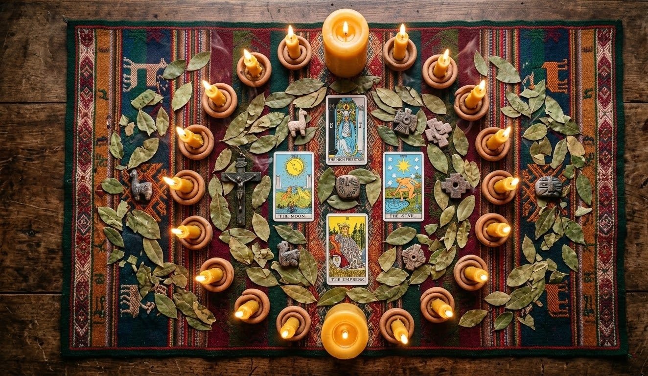 Hojas de coca sobre manto andino — lectura profunda paso a paso