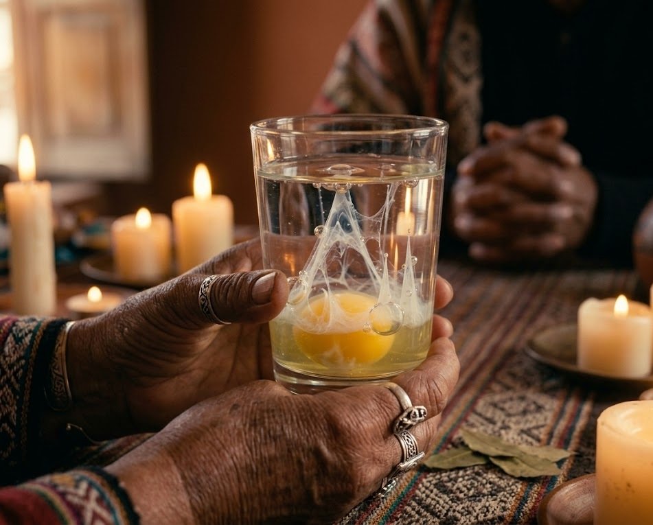Lectura espiritual del huevo en agua con yema visible
