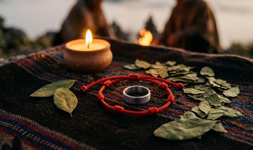 Protección contra el mal de ojo — accesorios rojos y de acero